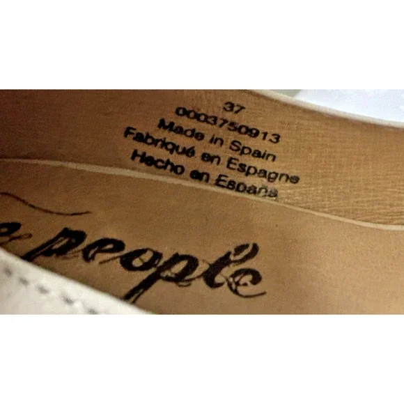 FREE PEOPLE 6.5 MAGGIE MJ PLATFORM IVORY LEATHER HEELS STRAP BUCKLE - Picture 11 of 11